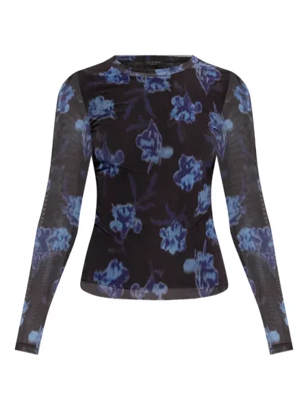 Top Rag & Bone cu model floral cu imagine lung negru