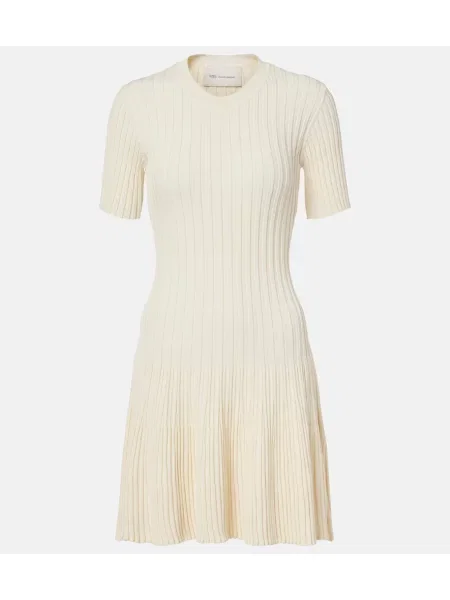 Rochie tricotată Ami Paris tricotate cu nervuri alb