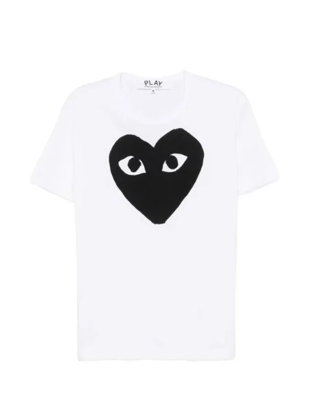 Тениска Comme Des Garçons с принт със сърца бяло