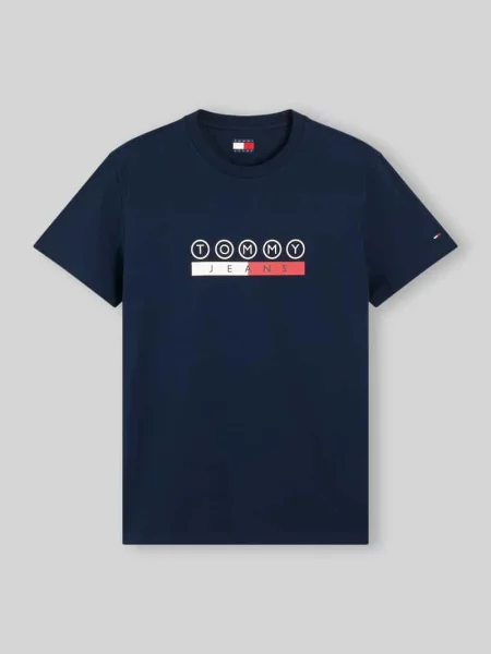 Krój regular fit t-shirt z czystej bawełny z nadruk z logo Tommy Jeans granatowa