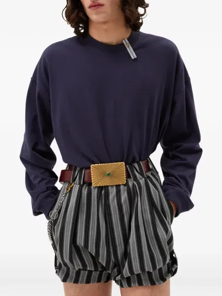 Lung tricou Versace cu broderie din jerseu albastru