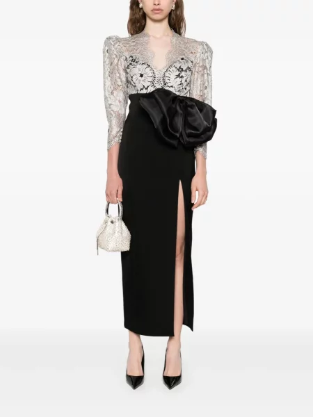 Rochie Silk Love & Lace cu funde de mătase de costum negru