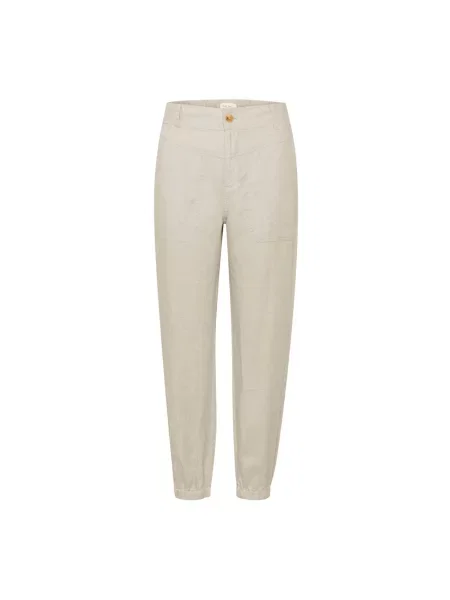 Lniane spodnie Part Two beżowe