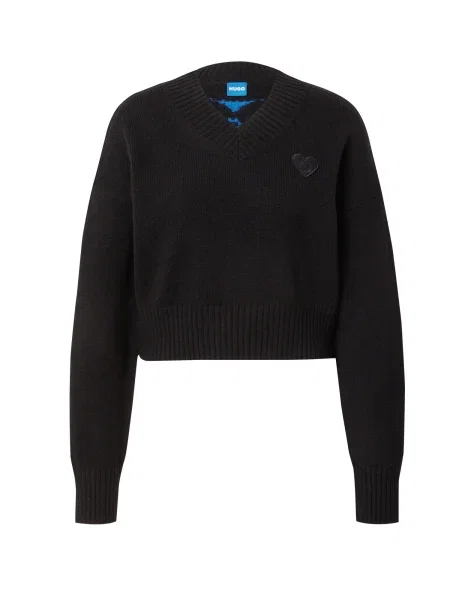HUGO Pulover Scutie negru