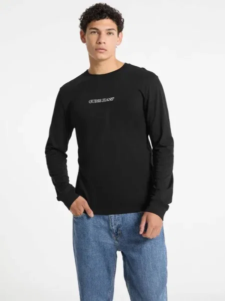 Hosszú ujjú póló Guess Jeans fekete
