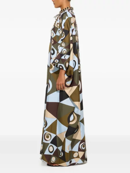 Rochie Pucci cu broderie de mătase verde