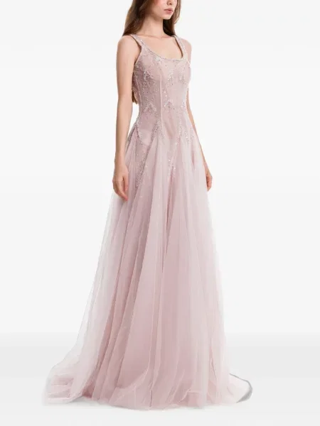 Rochie maxi Dina Melwani din tul roz