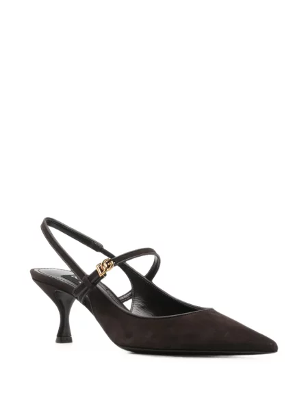 Pantofi cu toc Dolce & Gabbana slingback cu autograf maro