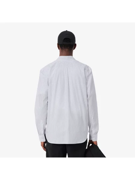 Lacoste Koszula Z Popeliny W Paski Regular Fit niebieska
