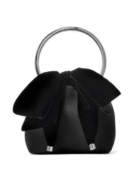 Geantă Jimmy Choo cu funde din satin negru