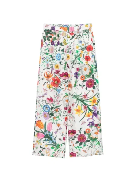 Pantaloni Gucci cu model floral cu imagine alb