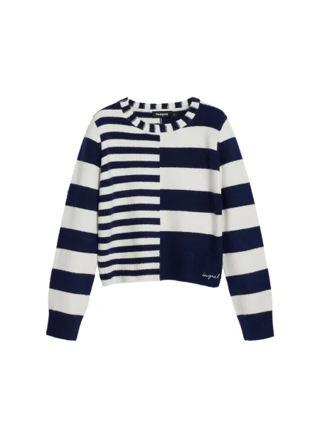 Desigual Pulover albastru închis alb