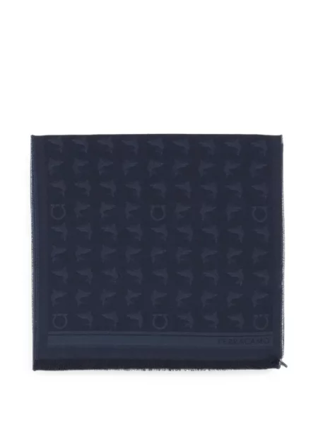 Fular Ferragamo cu imagine din jacard albastru