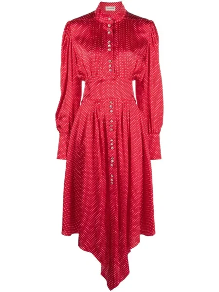 Rochie Alexandre Vauthier de mătase cu buline de costum roșu