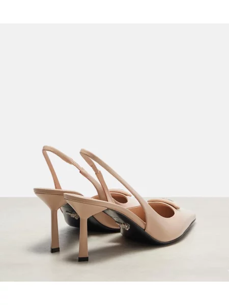 Pantofi cu toc Prada din piele slingback bej