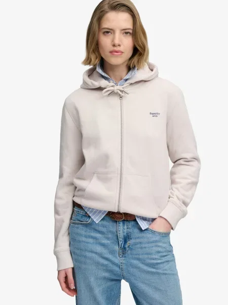 Superdry & Co Tepláková bunda svetlosivá