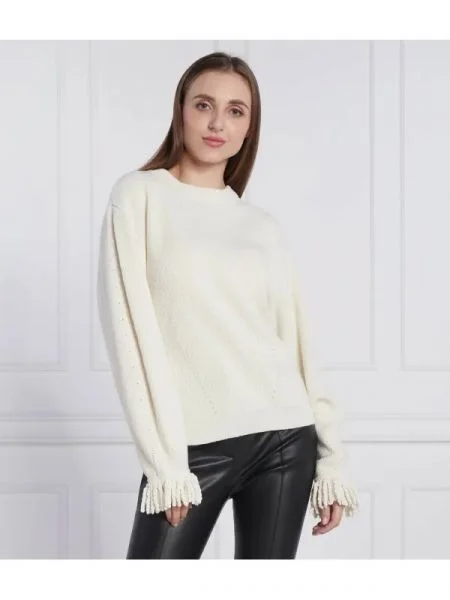 TWINSET Pulover cu adaos de lână și cașmir alb