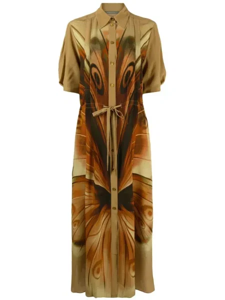 Rochie tip cămașă Alberta Ferretti cu imagine cu imprimeu abstract