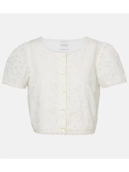 Top Posse cu broderie alb