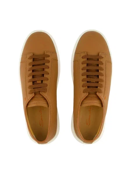 Sneakersy Santoni skórzane brązowe