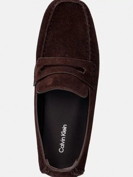 Calvin Klein Mokaszin Square Driver Suede Bordó barna