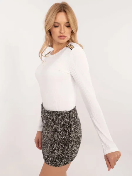 Bluză Fashionhunters cu mâneci lungi lungă alb