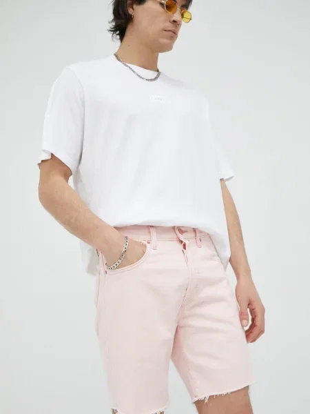 Дънкови къси панталони Levi's розово