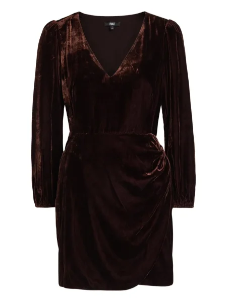 Rochie Paige cu decolteu în V de costum maro