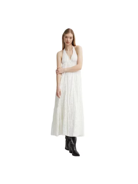 Desigual sukienka TORONTO maxi rozkloszowana beżowy
