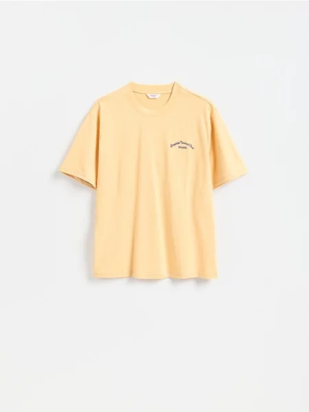 Reserved Tricou cu croială lejeră cu broderie oranj-deschis