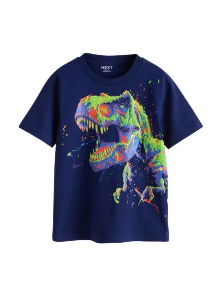 Next Tricou bleumarin / iarbă / mov mură / portocaliu verde