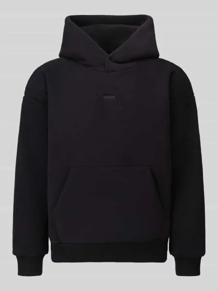 Bluza o kroju regular fit z kapturem z polaru baranka Boss Green czarna