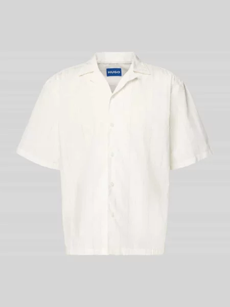Koszula casual o kroju relaxed fit z czystej bawełny model Eligino' Hugo Blue beżowa