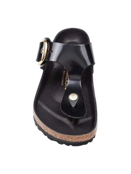 Klapki Birkenstock skórzane na sprzączkę czarne