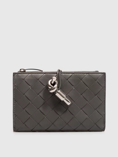 Кожаный кошелек Bottega Veneta серый