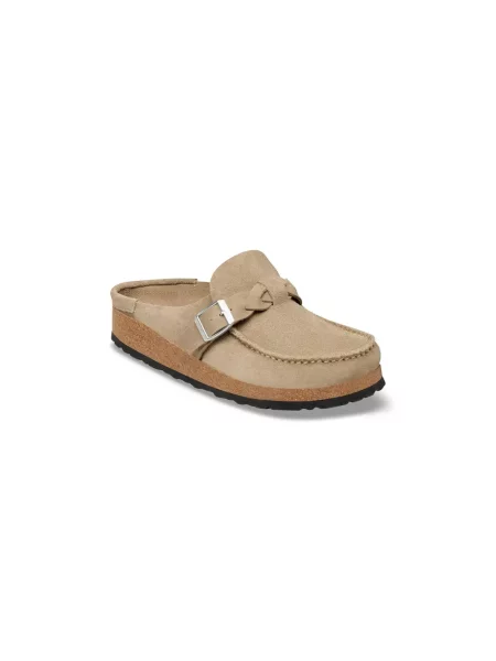 Klapki Birkenstock skórzane plecione beżowe