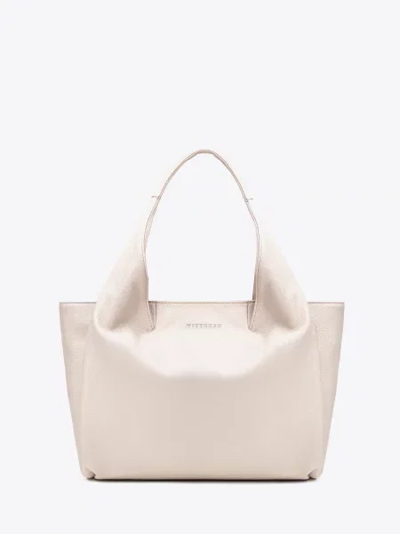 Elegancka shopperka z imitacji skóry kremowa