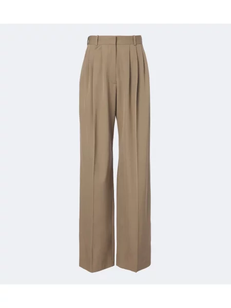 Pantaloni The Row de lână bej