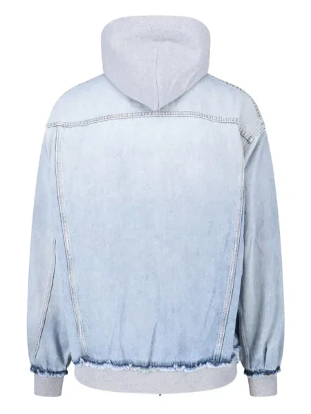 Geacă de blugi Balenciaga cu glugă albastru