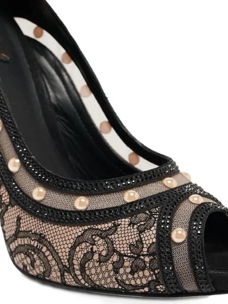 Полуотворени обувки René Caovilla с перли с дантела