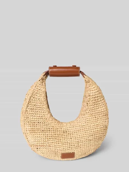 Torebka z uchwytem model MOON RAFFIA TOTE BAG' Staud beżowa