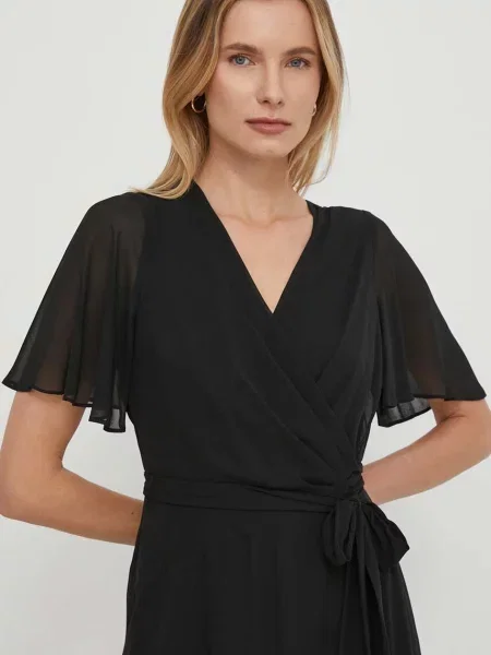 Sukienka midi z wiązanym model ‘ABEL’ Lauren Ralph Lauren czarna