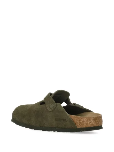 Saboți Birkenstock din piele de căprioară verde