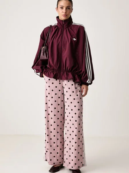 Adidas Originals nohavice wide leg dámske Wide Leg Polka Dots ružová