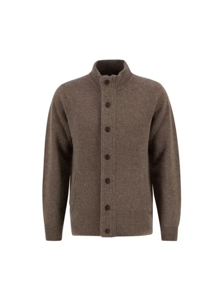 Sweter Barbour wełniany pleciony brązowy