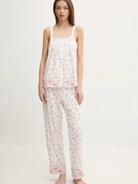 Пижама Lauren Ralph Lauren дамска от бяло