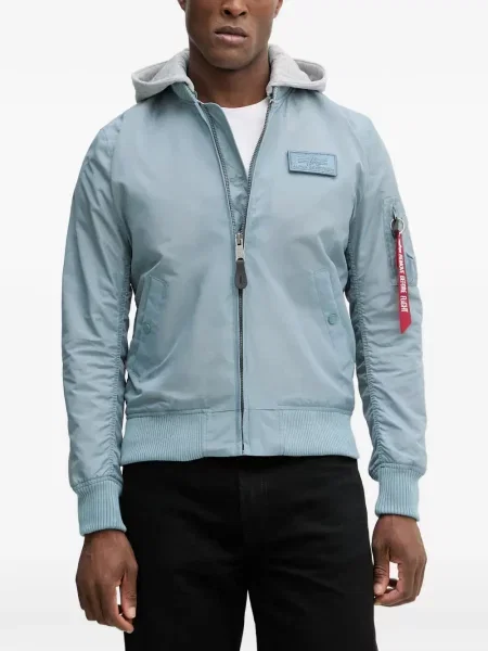 Geacă bomber Alpha Industries cu glugă albastru