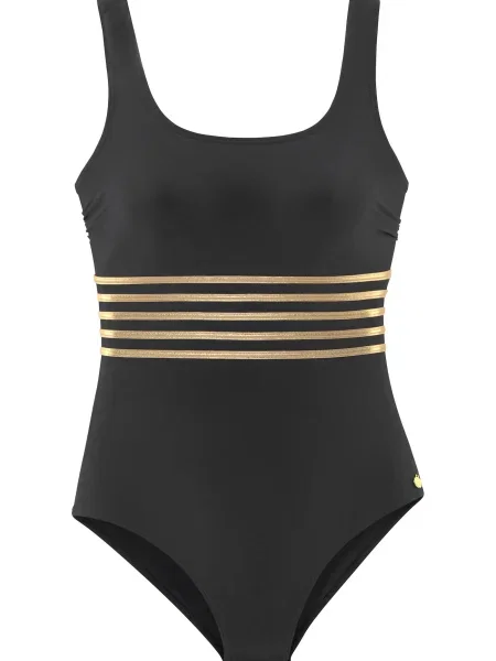 LASCANA Enodelne kopalke temno bež / zlata črna