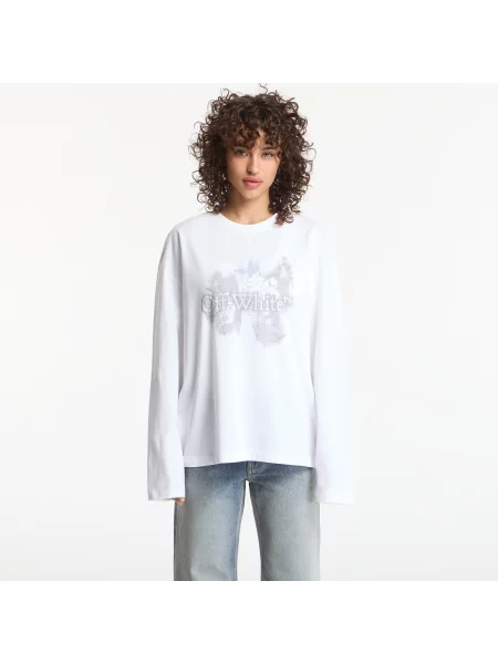 Tricou Off-White Crystal Flower L/S Tee White S alb