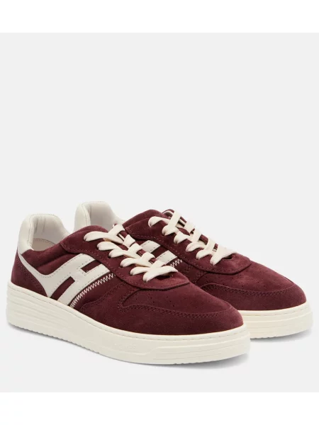 Sneakerși Hogan din piele de căprioară bordo